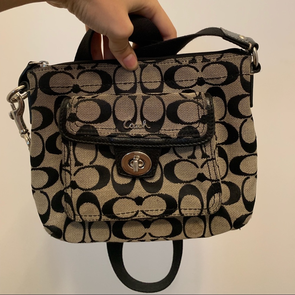 Black & grey coach crossbody purse or shoulder bag